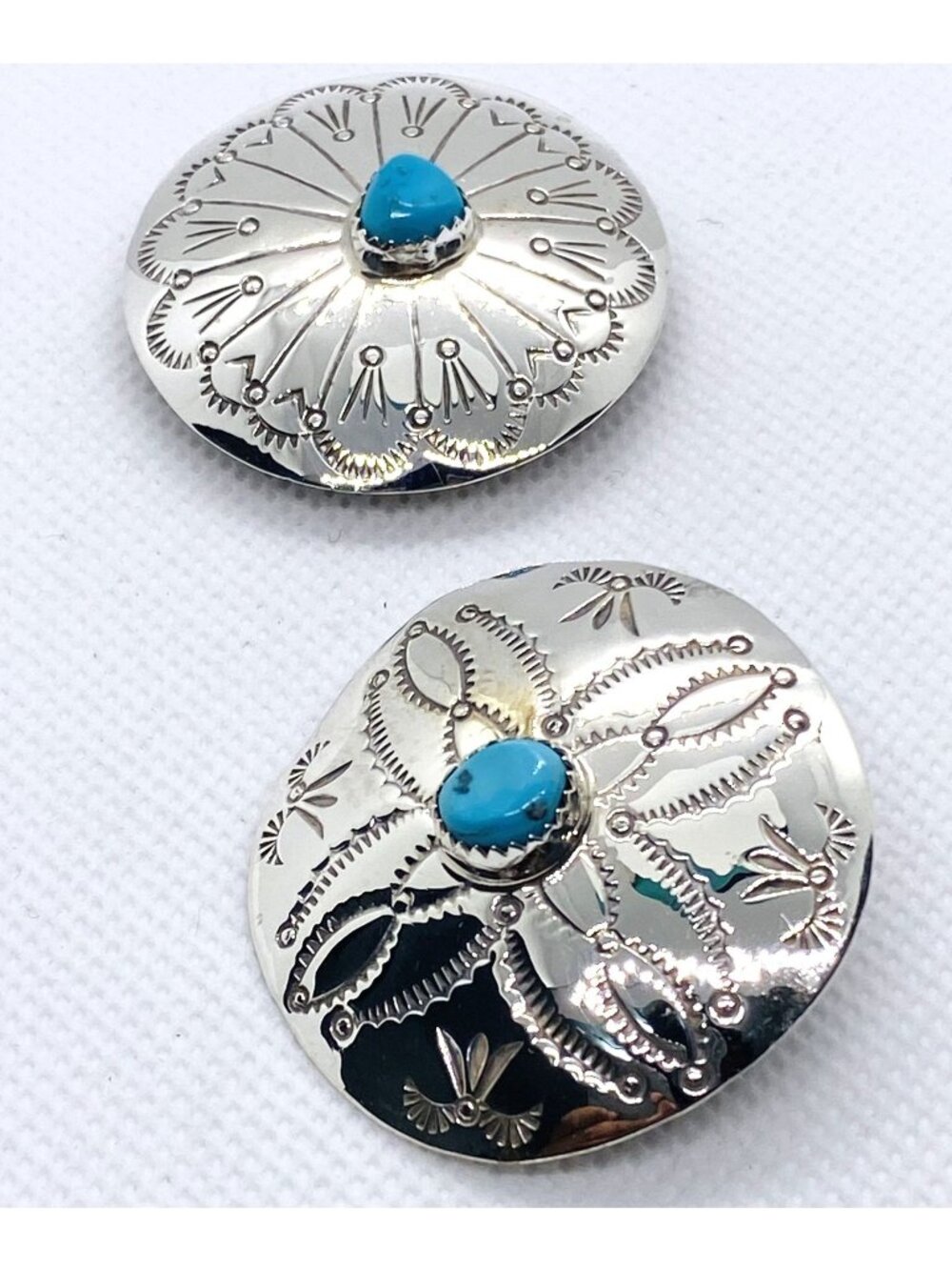 Southwest Sterling Silver 925 Turquoise Bolo Buckle Set of 2